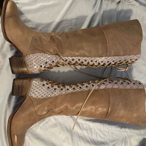 Freebird by Steven Tan and Cream Heeled Boots